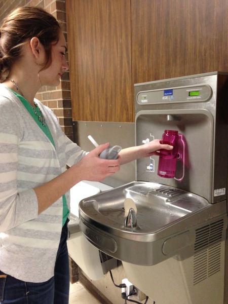 Blaine Student Madi Sinclair fills up her reusable water bottle