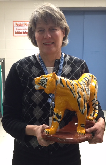 Ms. Busch showing her bengal pride. 