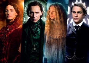 In order from Left to right: Lucille (Jessica Chastain), Thomas (Tom Hiddleston), Edith (Mia Wasikowska), and Alan (Charlie Hunnam)
