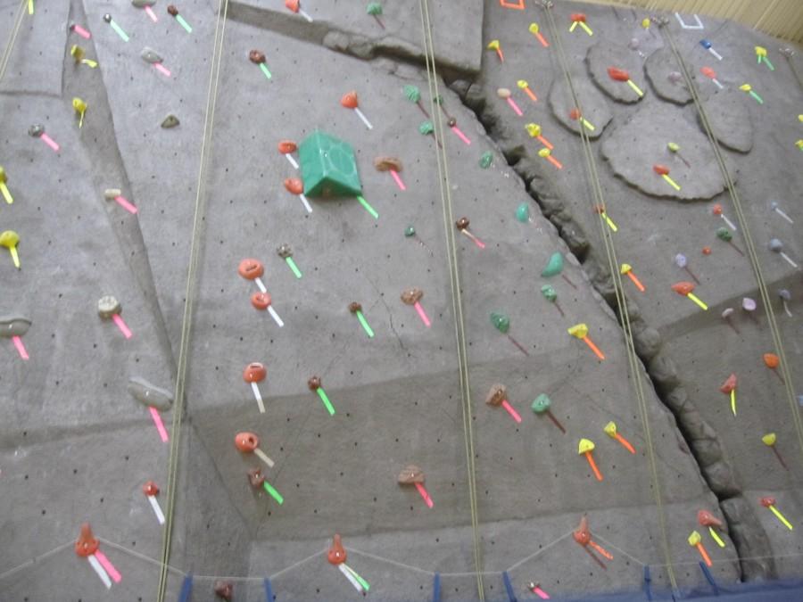 The rock climbing wall in the Fieldhouse.