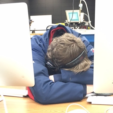 Student catching up on missed sleep.