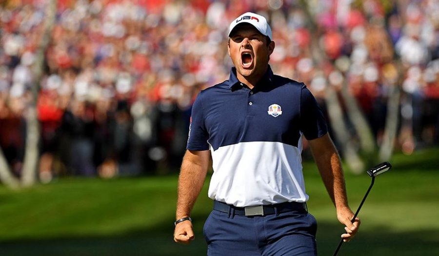 Patrick+Reed+celebrates+a+putt+at+the+Ryder+Cup.