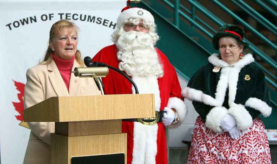 Santa Claus speaks at a press conference